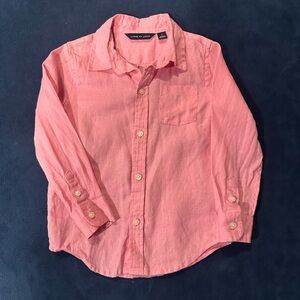 Janie and Jack Pink Long Sleeve Button-Down Linen Shirt